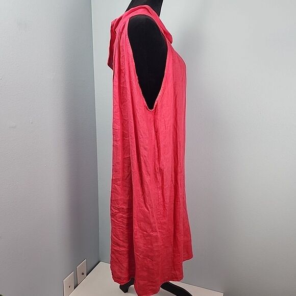 Bellambia Linen XL Hot Pink Sleeveless Dress Shift Round Neck Bow Italy - Picture 4 of 11